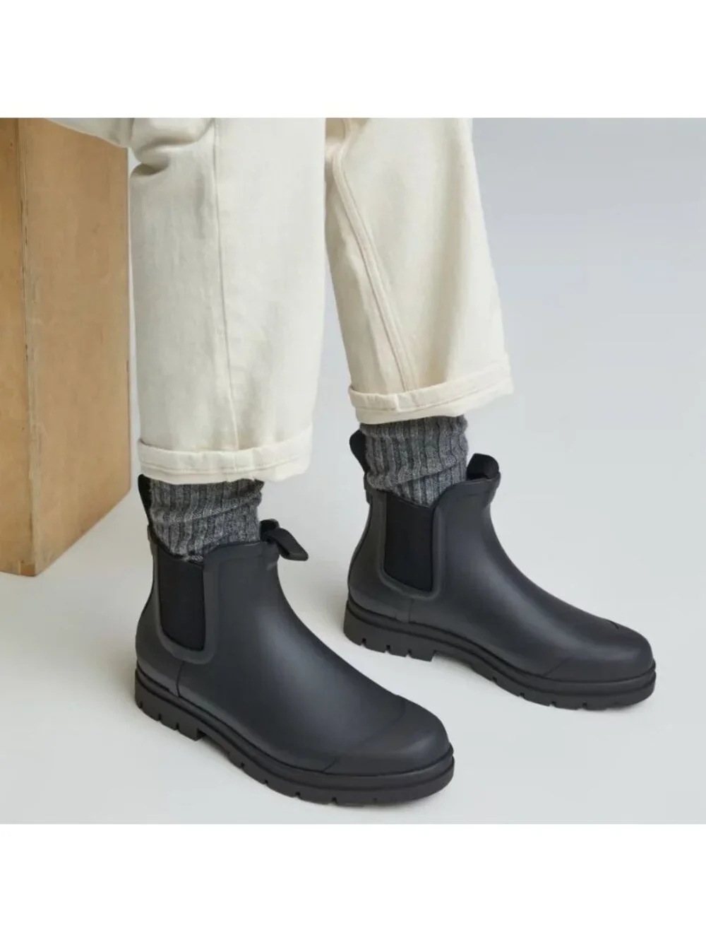 Everlane The Rain Boots in Black New Womens Rubber Booties